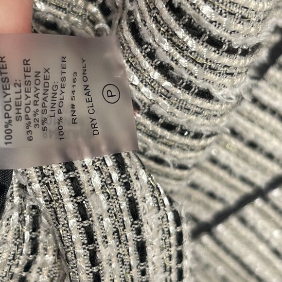 Calvin Klein Tweed Zip Up Jacket Suit Blazer Coat White Black Grey - Picture 7 of 7